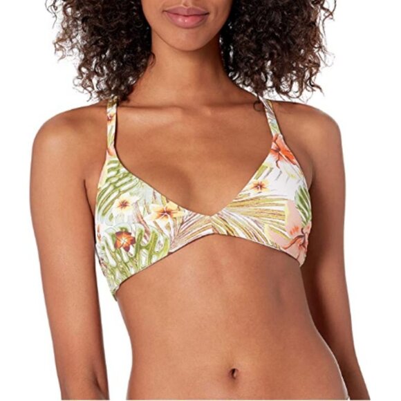 💕ROXY💕 Beach Classics Bikini Set ~ Tropical Floral Bright White Herbier XL NWT - Picture 7 of 14